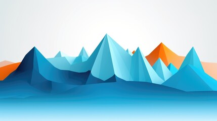 A mountain range with a blue and orange geometric pattern. AIG51A.