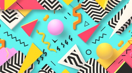 Background template with cute geometric abstract designs for kids