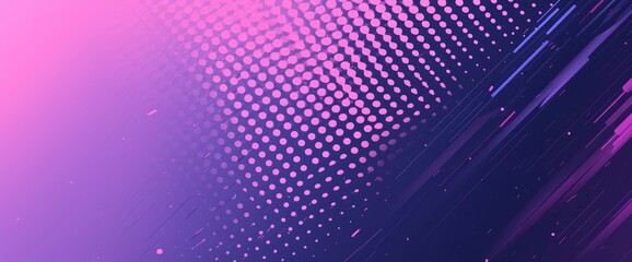 Diagonal gradient halftone pattern set against a dynamic fluid purple background with violet dots, Cartoon background
