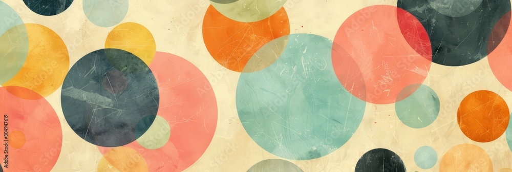 Poster a colorful background made of different circles in shapes and colors in grungy wall surface, old and