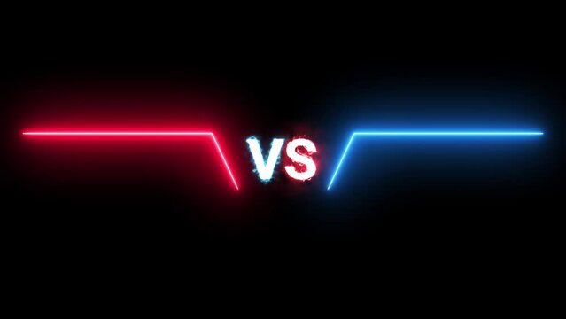 VS versus bars neon animated versus vs bars neon blue and red multiplayer co op team with smoky black background 4k looping