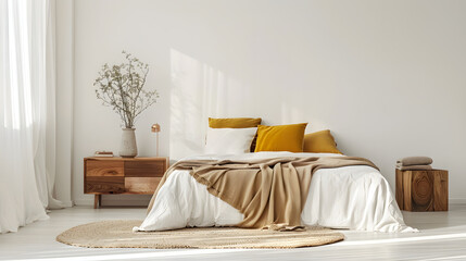  A Modern Bedroom Retreat with Warm Tones.