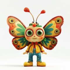 Colorful butterfly figurine with large, expressive eyes
