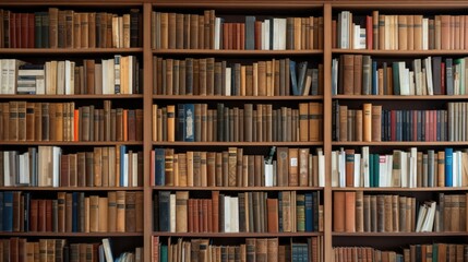 Vast collection of old books on wooden shelves