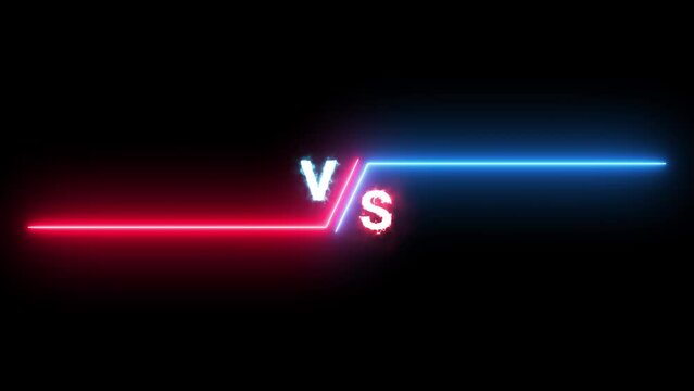 VS versus bars neon animated versus vs bars neon blue and red multiplayer co op team with smoky black background 4k looping