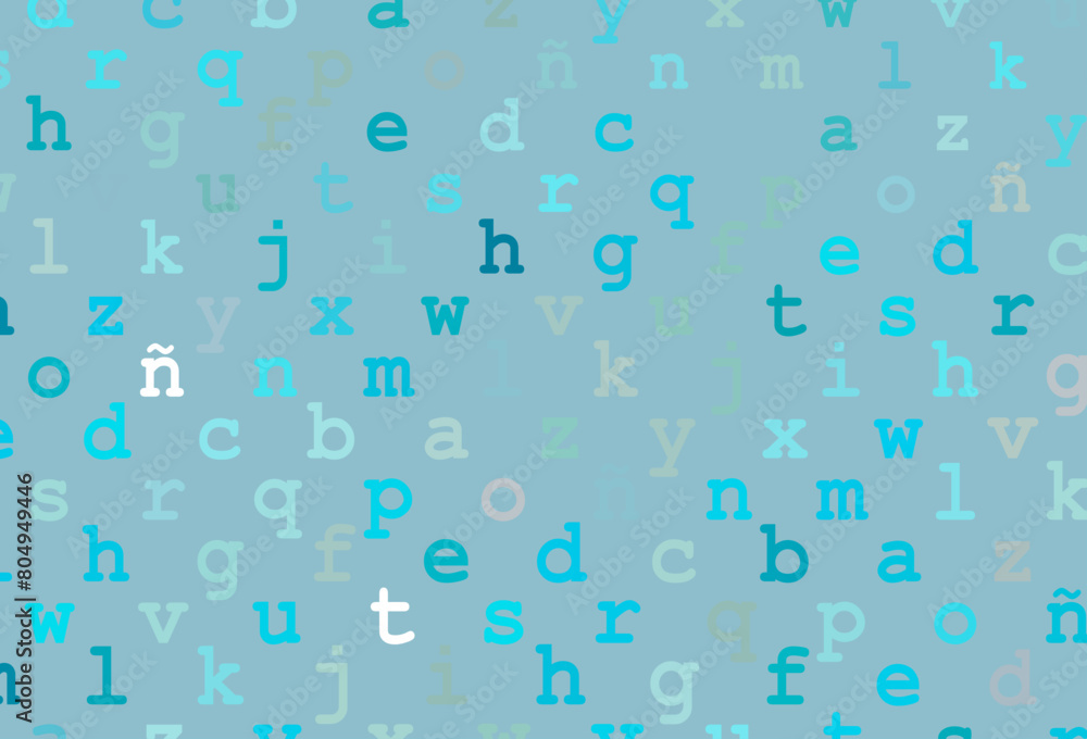 Poster light blue vector pattern with abc symbols.
