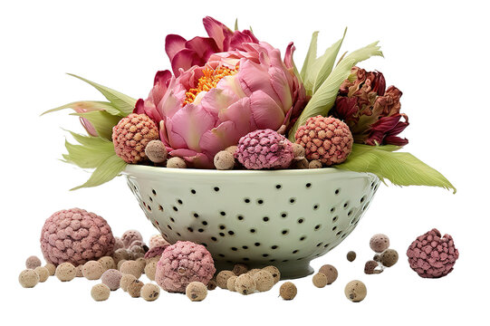 Torch Ginger., Etlingera elatior flowers family zingiberaceae isolated on a Transparent Background. Generative AI