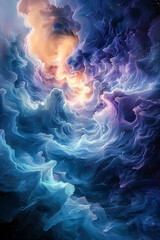 Fototapeta premium Cosmic Watercolor Harmony:Merging with the Divine Symphony of the Universe