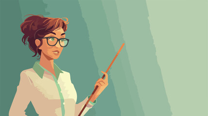 Female teacher with pointing stick Vector stylee vector