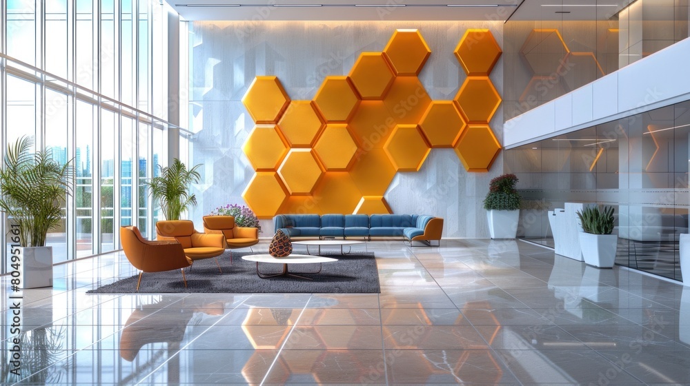 Poster sophisticated symmetry: unveiling the symphonic harmony of backdrop hexagon in professional spaces.