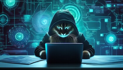 悪のデジタル帝国を支配する猫ハッカーの脅威