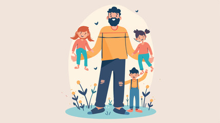 Figure man with his children icon vector illustractio