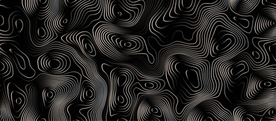 Abstract black background paper cut style with white wave curve line Luxury concept. Panorama view topography map contour background. Vector illustration. Line topography map contour background.