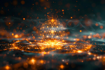 Naklejka premium Illuminating Sacred Geometry:A Transcendent 3D Meditation Experience