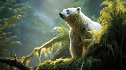 Majestic polar bear in the rainforest