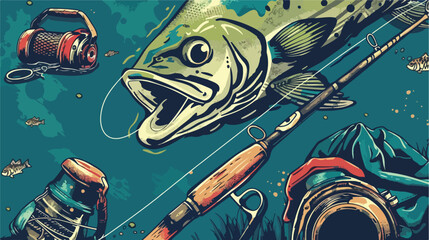 Fishing club design vector illustration Vector style