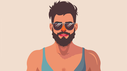 Young man beard with swimsuit avatar character Vector