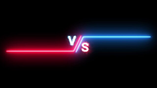 VS versus bars neon animated versus vs bars neon blue and red multiplayer co op team with smoky black background 4k looping