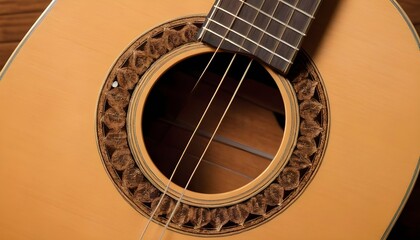 A Close Up View Of An Acoustic Guitars Rosette Ag - obrazy, fototapety, plakaty