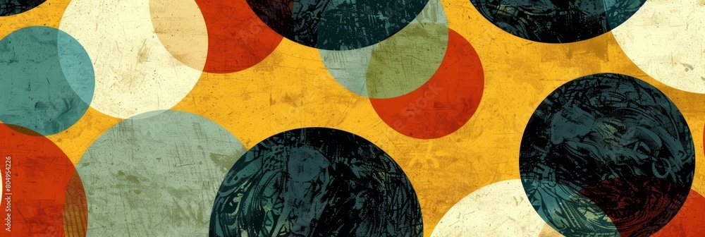 Poster a colorful background made of different circles in shapes and colors in grungy wall surface, old and