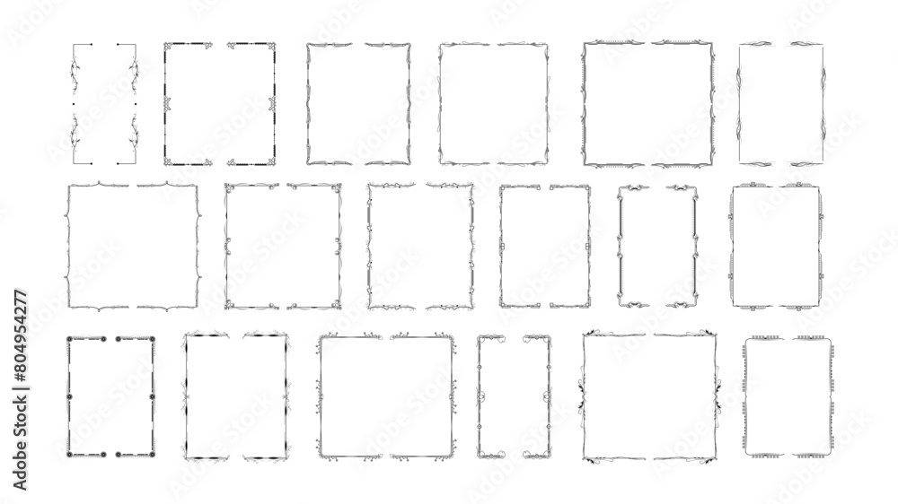 Poster set black simple line collection different doodle brackets, parentheses, braces elements vector desi