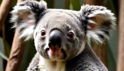 A Koala With Its Ears Flattened Against Its Head  3 - obrazy, fototapety, plakaty