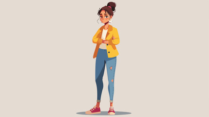 Young woman standing avatar character Vector illustration