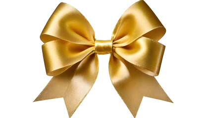 Realistic gold satin ribbon bow
