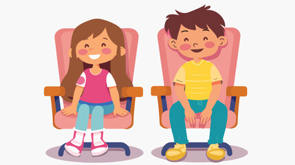 Girl and boy cartoon sitting on seats design Kid chil