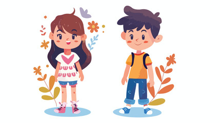 Girl and boy cartoons avatars design Kid childhood 