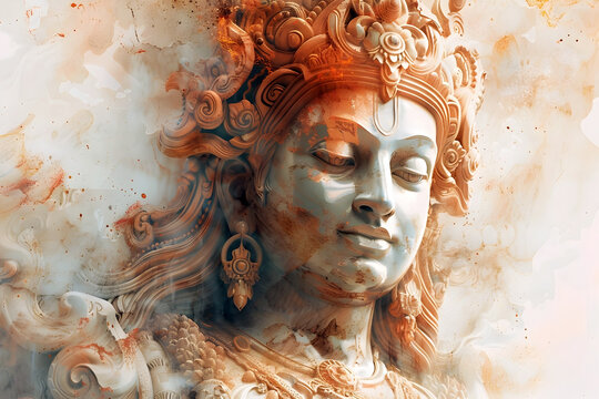 Unearth the Ancient Teachings of the Mystical Deity Nagaraja,Guiding Seekers Towards Power and Enlightenment in a Cinematic Watercolor