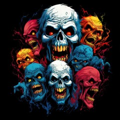 T shirt design artwork vector art of monster on white background