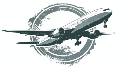 Gray airplane stamp over white Vector stylee vector design