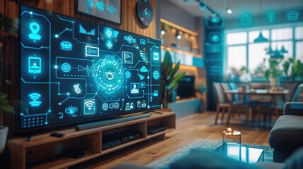 Technological Sophistication: Digital Icons Illustrating Smart Home Environment