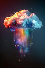 Fototapeta premium Vibrant Multicolored Rainfall from Surreal Atmospheric Cloud