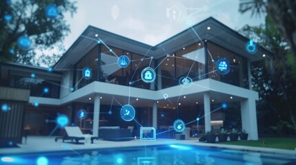 Seamless Integration of Modern Technology: Smart Home Exterior Scene