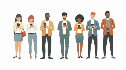 Group of people business with smartphone Vector style