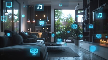 Seamless Integration of Modern Technology: Smart Home Interior Scene