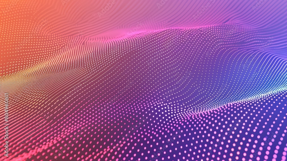 Poster a background in the style of 3d render, wavy and rippled dotted surface in shiny glowing material wi