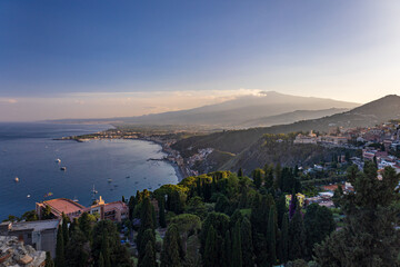 Evening in the city of Taormina