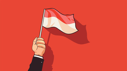 Hand holding a indonesia flag isolated icon Vector style