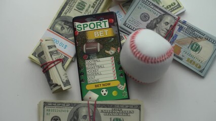 Sport betting online banner concept. app online bet on soccer. Mobile phone with soccer field on screen and realistik football ball in front. illustration