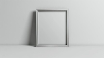 A minimal art image of a silver picture frame on a white background