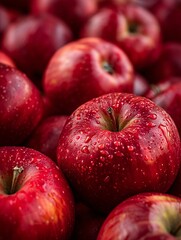 A plethora of crimson apples with delicious and succulent flavor, set against a vibrant backdrop in a top-notch image.