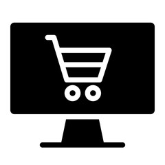 Online shopping on laptop computer icon for apps and websites