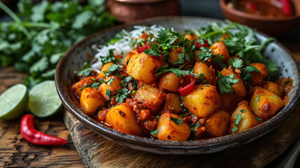 Delicious Aloo Chana Chaat Indian Dish On Isolated Blurry Background