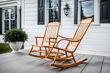 a wooden rocking chair