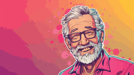 Happy middle-aged man on color backgrounddd Vector style