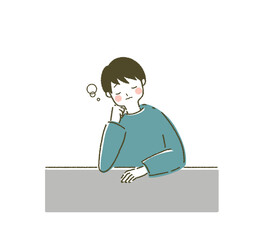 眠気のある若い男性のイラスト素材 薬の副作用で眠くなっている人