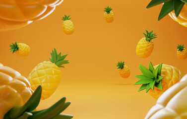 Vibrant Pineapple for Summer Designs. 3D render